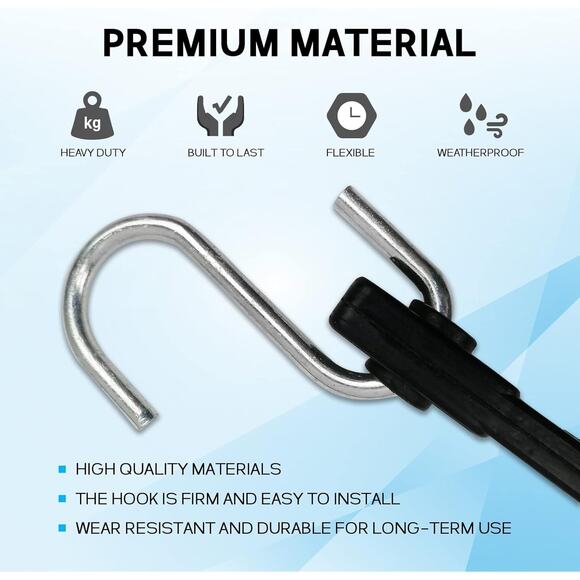 ROBLOCK 15" Rubber Bungee Cords with 150% Max Stretch, 100% EPDM Tarp Straps - Picture 3 of 5